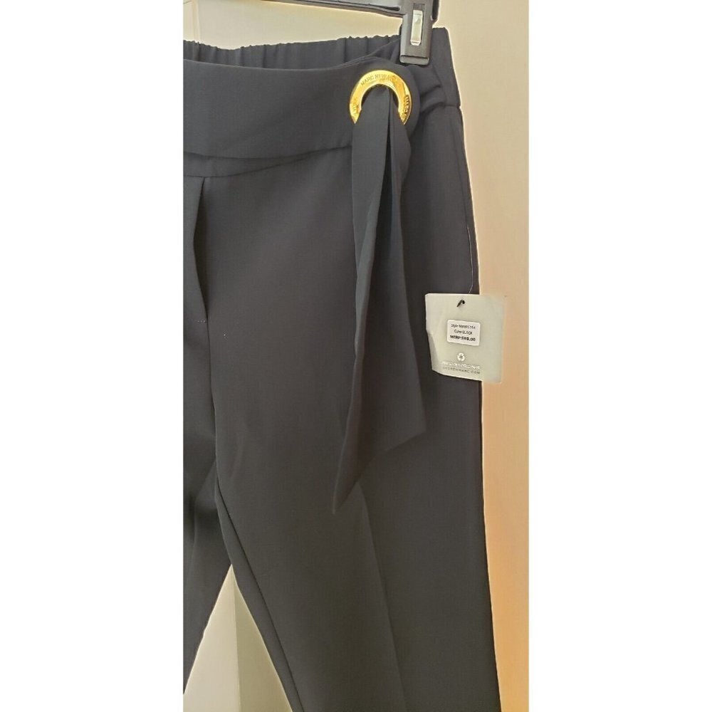 NWT $89  MARC NEW YORK BLACK STRAIT LEG PANT BRANDED BUCKLE SZ M - Picture 3 of 6